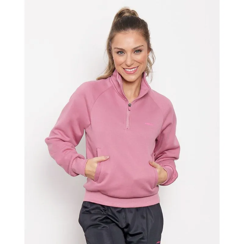 Blusão Moletom Feminino Gola Alta Fitness Fitter Rosa P
