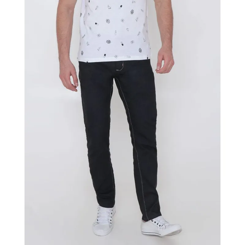Calça Jeans Masculina Reta Básica Preta 40