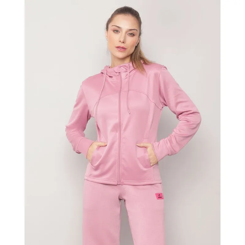 Jaqueta Feminina Fitness Helanca Fitter Capuz Rosa M