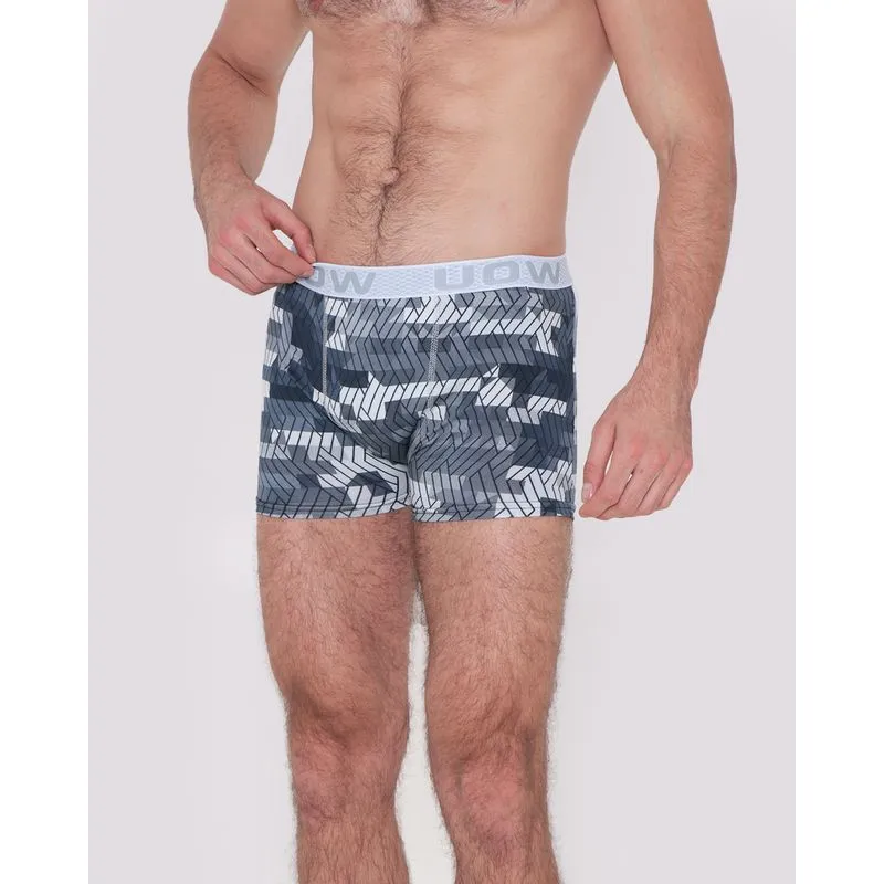 Cueca Boxer Microfibra Estampa Geométrica Cinza P