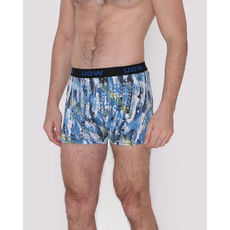 Cueca Boxer Microfibra Estampada Azul GG