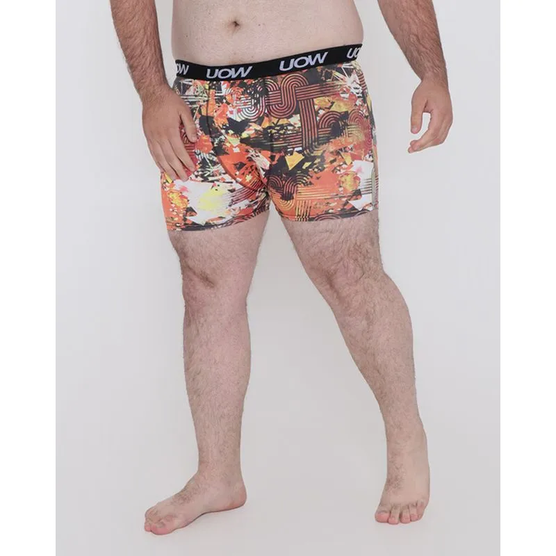 Cueca Plus Size Boxer Microfibra Estampada Laranja G1