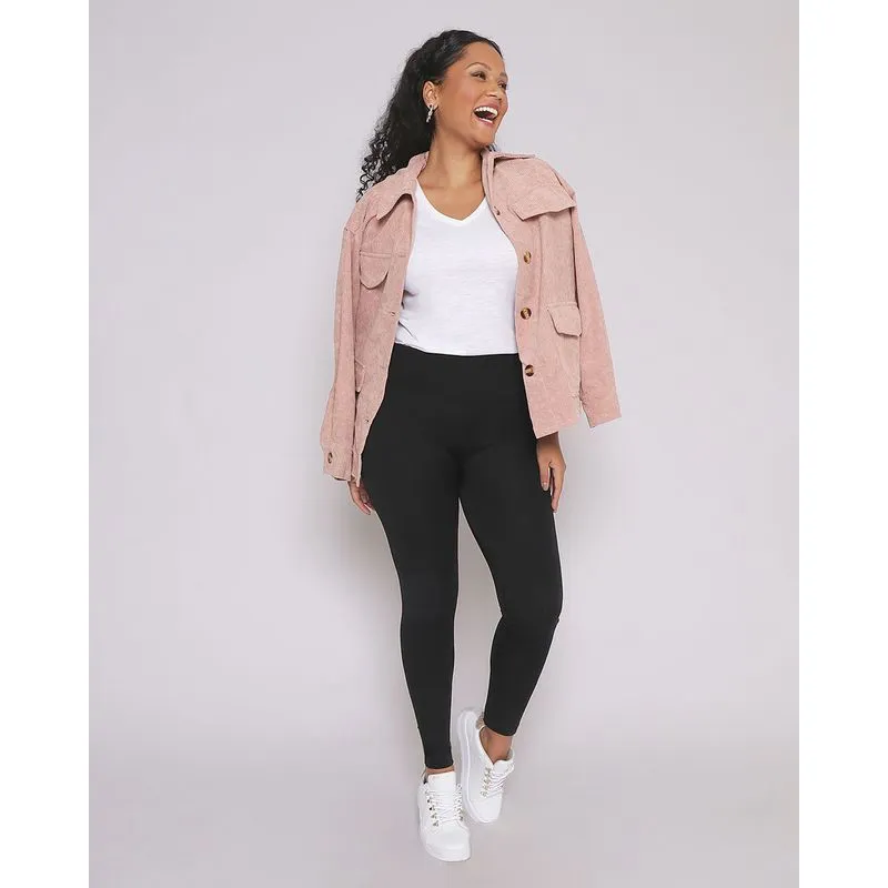 Calça Feminina Legging Sem Costura Peluciada Cintura Alta Preta P