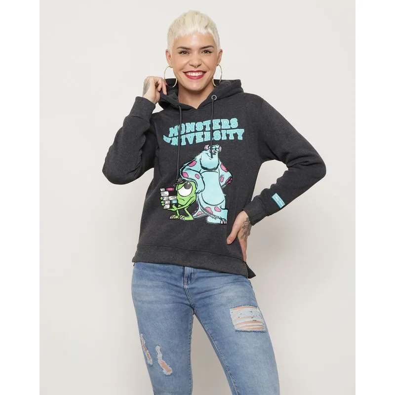 Blusão Moletom Feminino Monstros S.A. Disney Cinza G