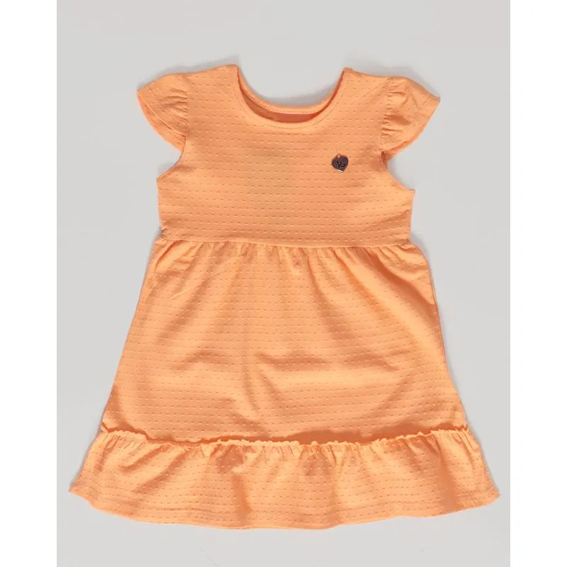 Vestido Bebê Kamylus Textura Babado Laranja 2