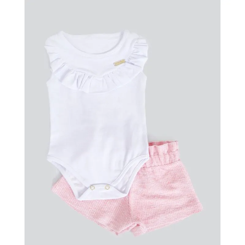 Conjunto Bebê Body Short Branco P