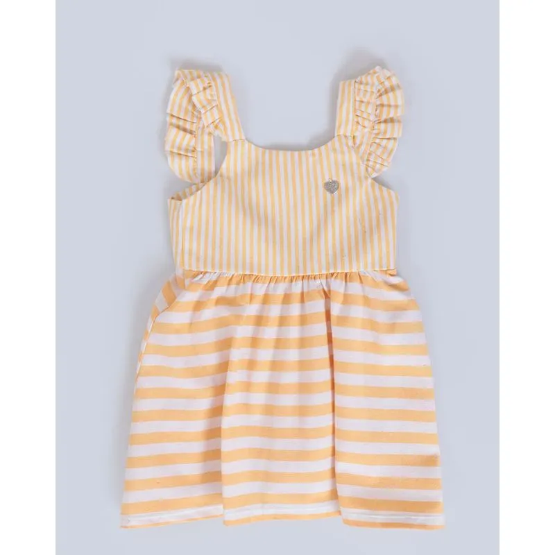 Vestido Bebê Linho Listrado Amarelo 3