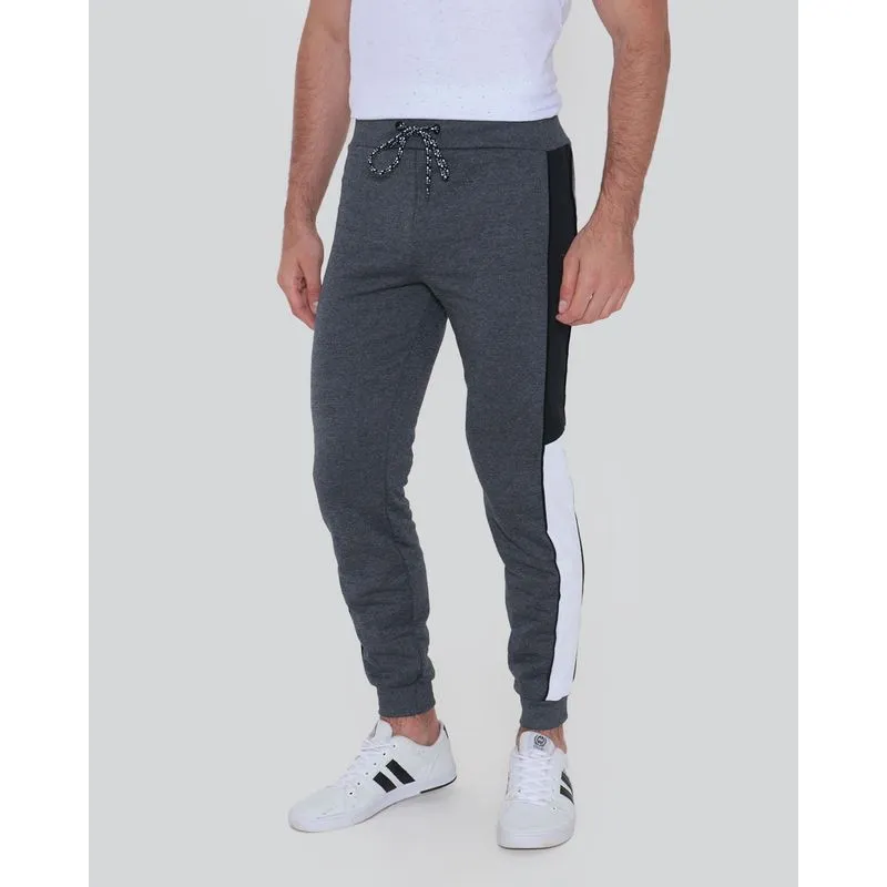 Calça Moletom Masculina Jogger Recorte Cinza Escuro G