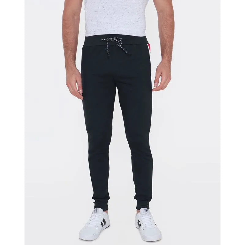 Calça Moletom Masculina Jogger Recorte Preta M