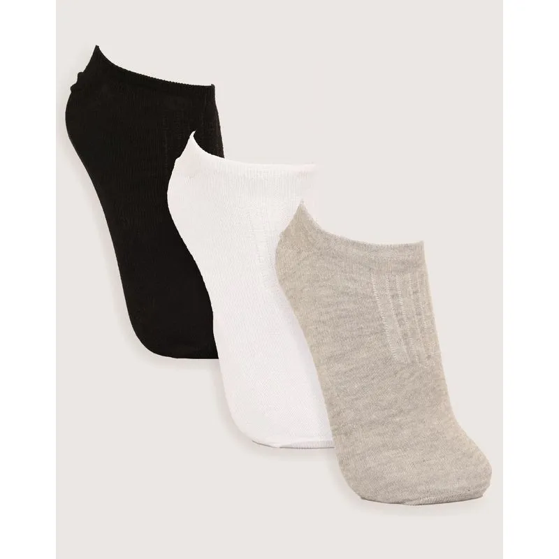 Kit 3 Pares de Meia Liner Preta, Branco e Cinza 24121000054902UN