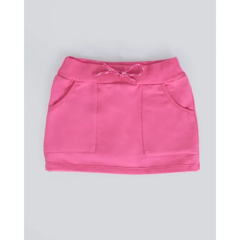 Short Saia Moletinho Bebê Curto Bolsinhos Rosa 1
