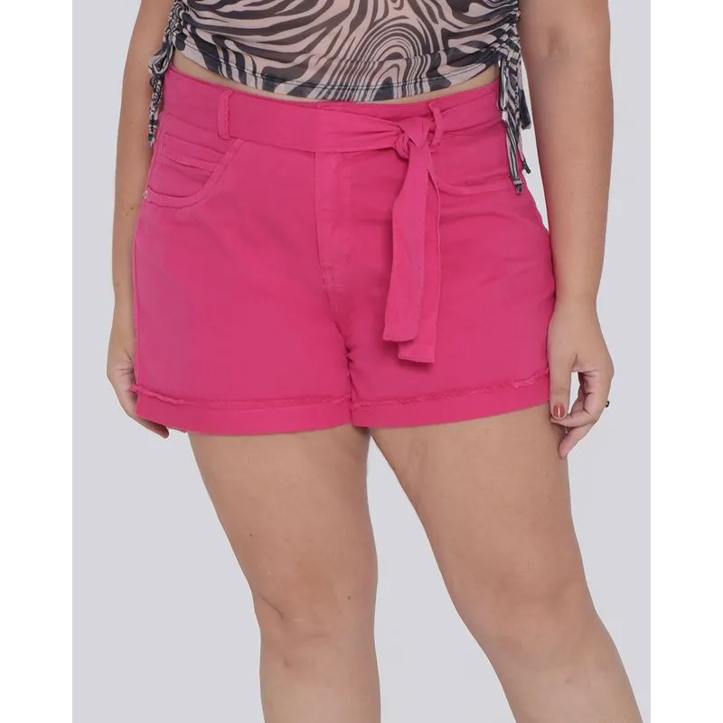 Short Sarja Plus Size Feminino Rosa 50