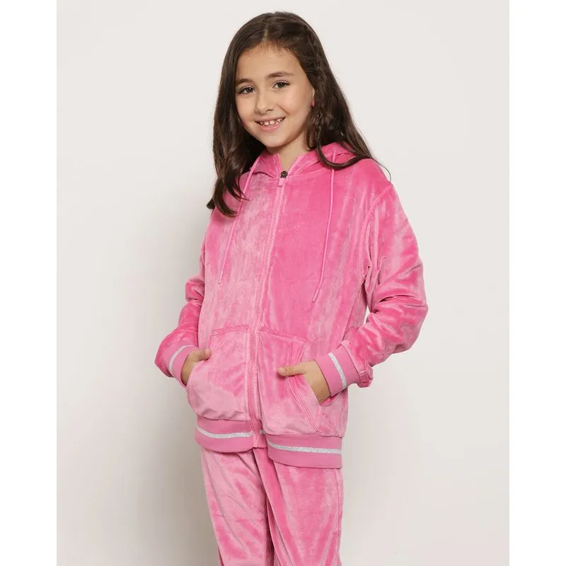 Jaqueta Infantil Plush Bolso Canguru Rosa 6