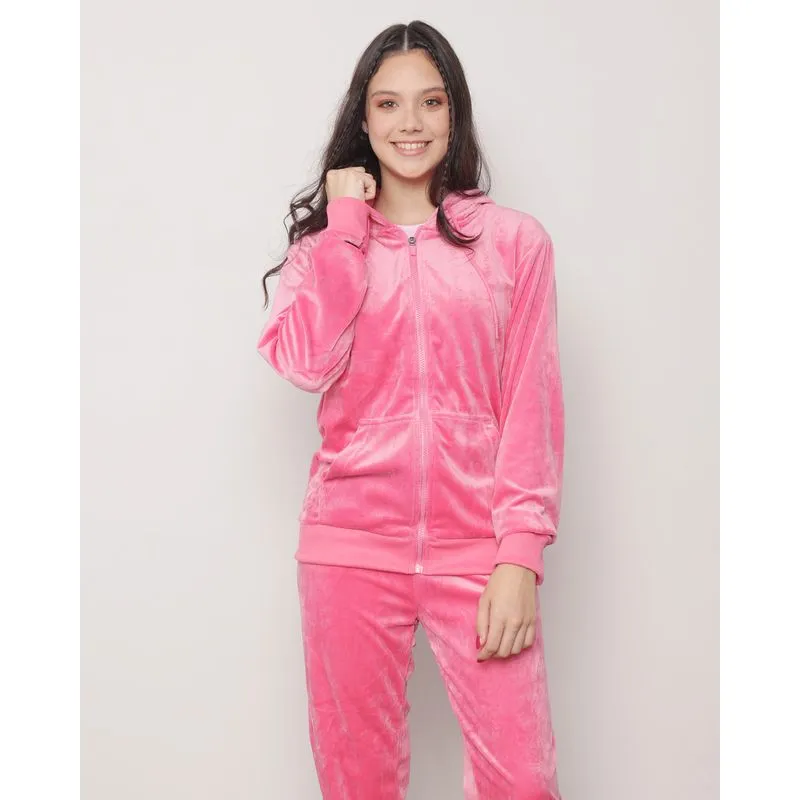 Casaco Juvenil Com Capuz Plush Rosa 14