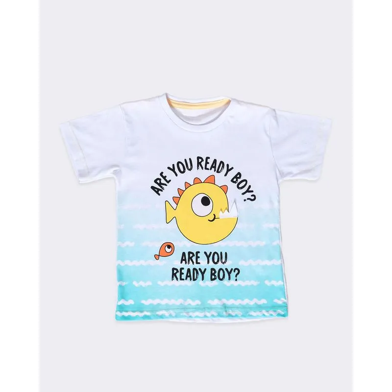 Camiseta Bebê Manga Curta Peixinho Degradê Branca 2