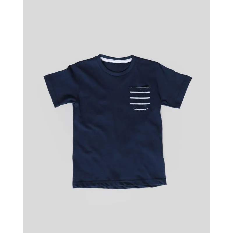 Camiseta Bebê Bolso Listrado Marinho 3