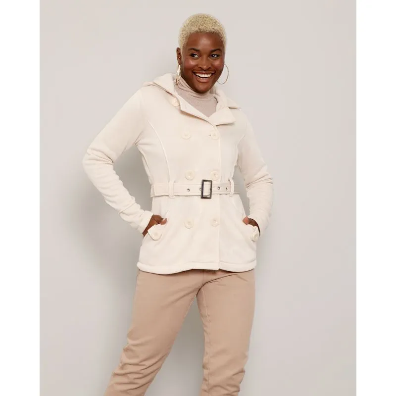 Parka Moletom Feminina Capuz Bege G