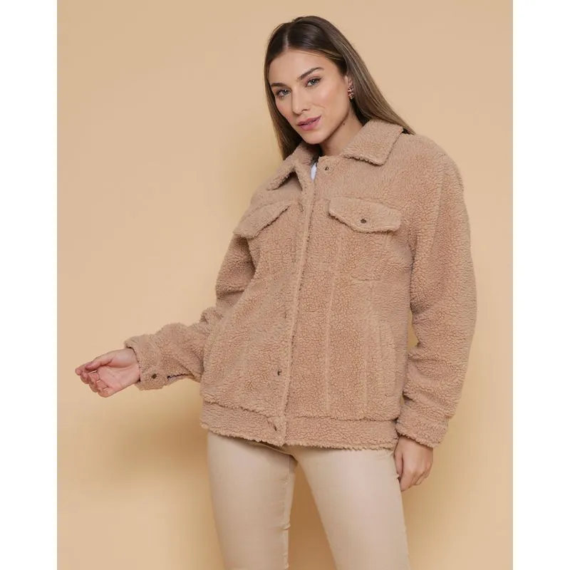 Jaqueta Feminina Sherpa Bege GG