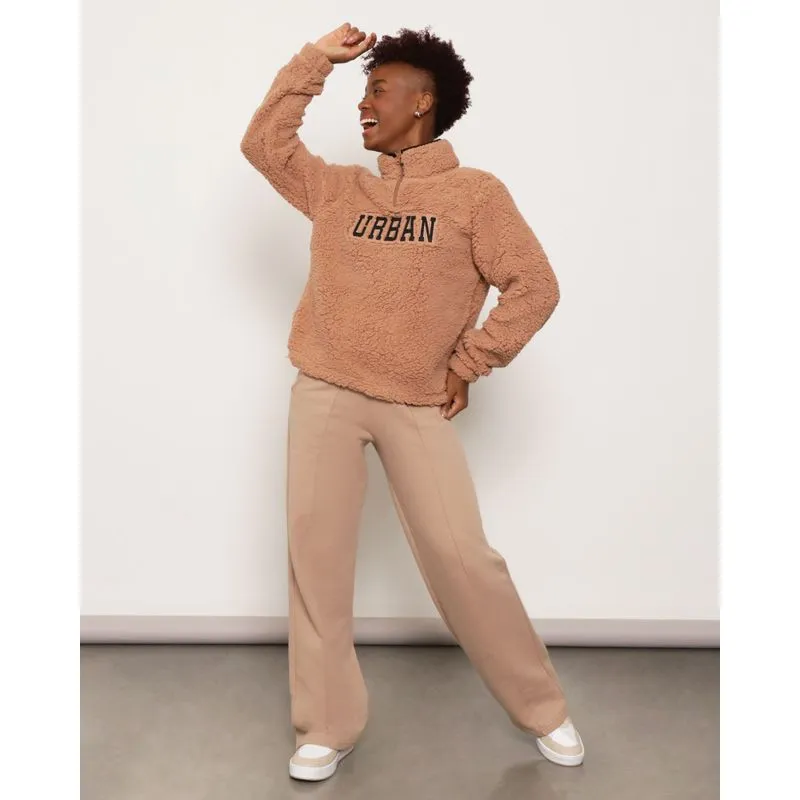 Blusão Feminino Sherpa Gola Com Zíper Bege M