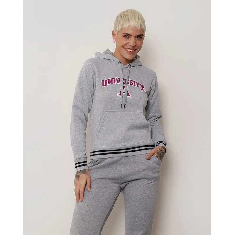 Blusão Moletom Feminino Com Bordado Mescla G