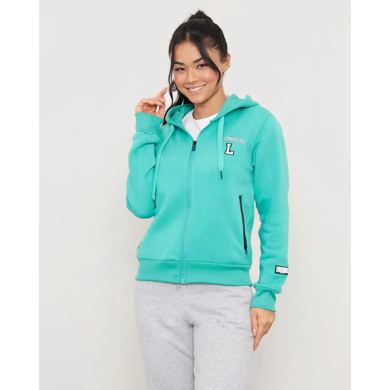 Jaqueta Moletom Feminina Com Capuz Verde M