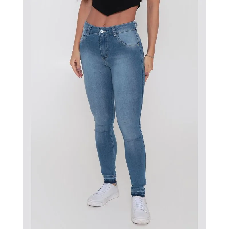 Calça Jeans Feminina Skinny Barra Desfiada Biotipo Azul 44