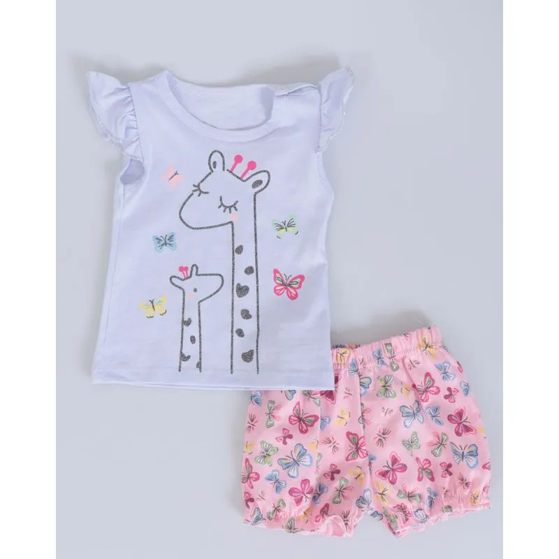 Conjunto Bebê Estampa Girafa Branco M
