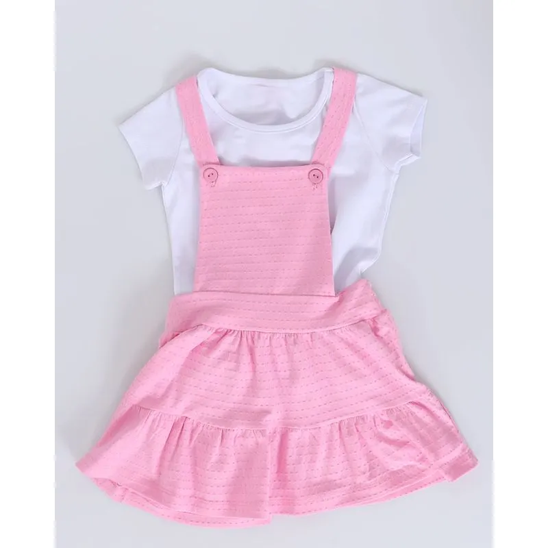 Conjunto Salopete Bebê Maquinetada Rosa Claro 2