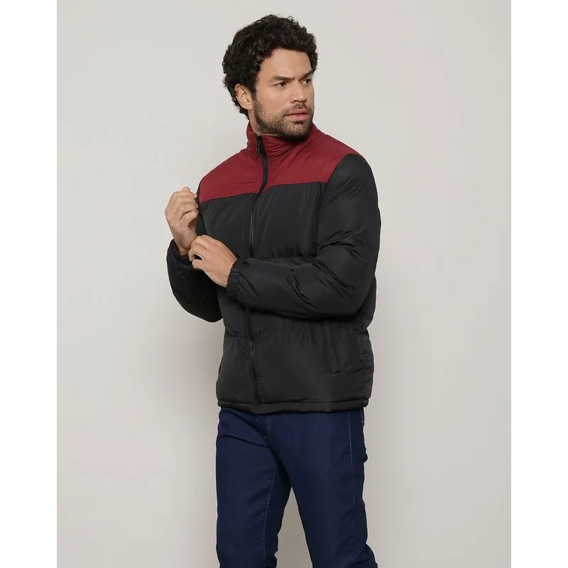 Jaqueta Masculina Puffer Com Recorte Preto M