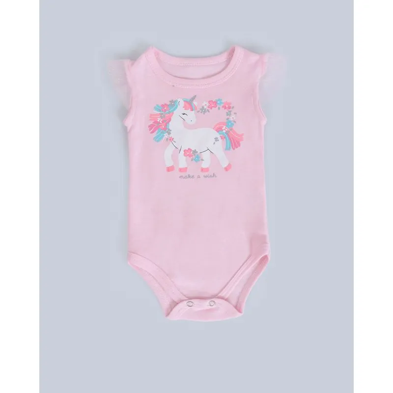 Body Bebê Estampa Unicórnio Rosa Médio G