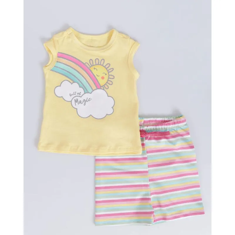 Conjunto Bebê Estampa Glitter Listras Amarelo M