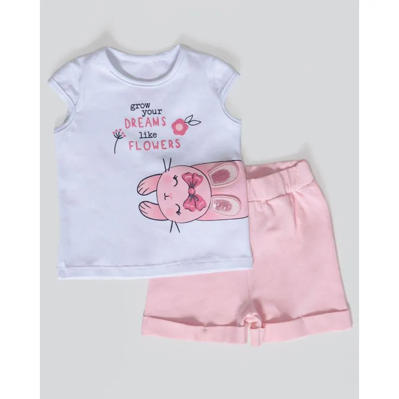 Conjunto Bebê Estampa Interativa Coelhinho Branco G