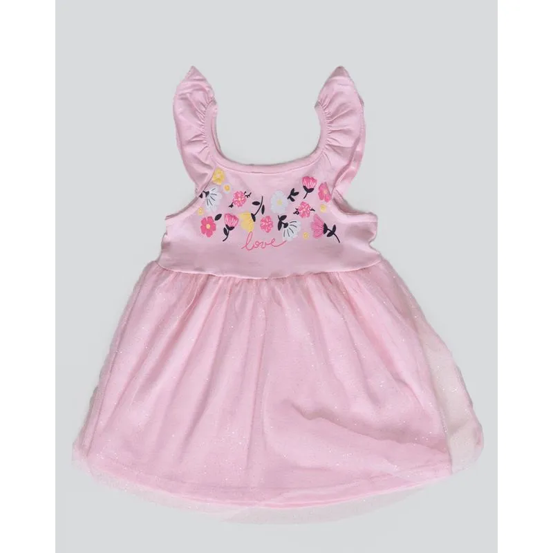 Vestido Bebê Tule Glitter Love Rosa G