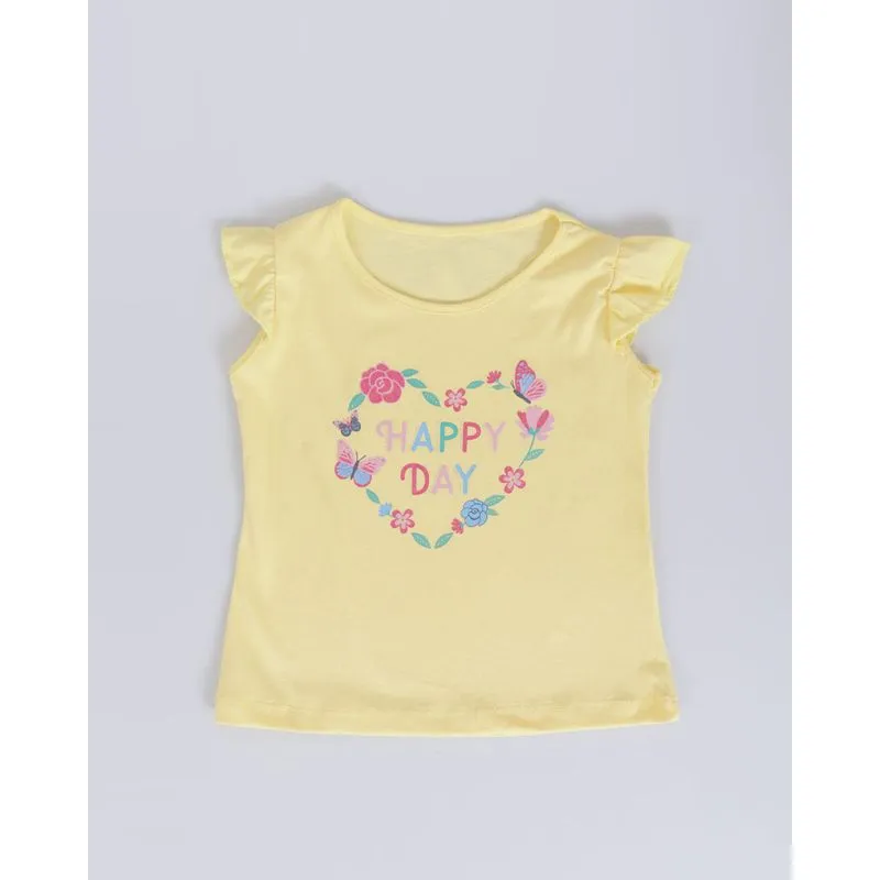 Blusa Bebê Estampa Happy Day Amarelo Médio 2
