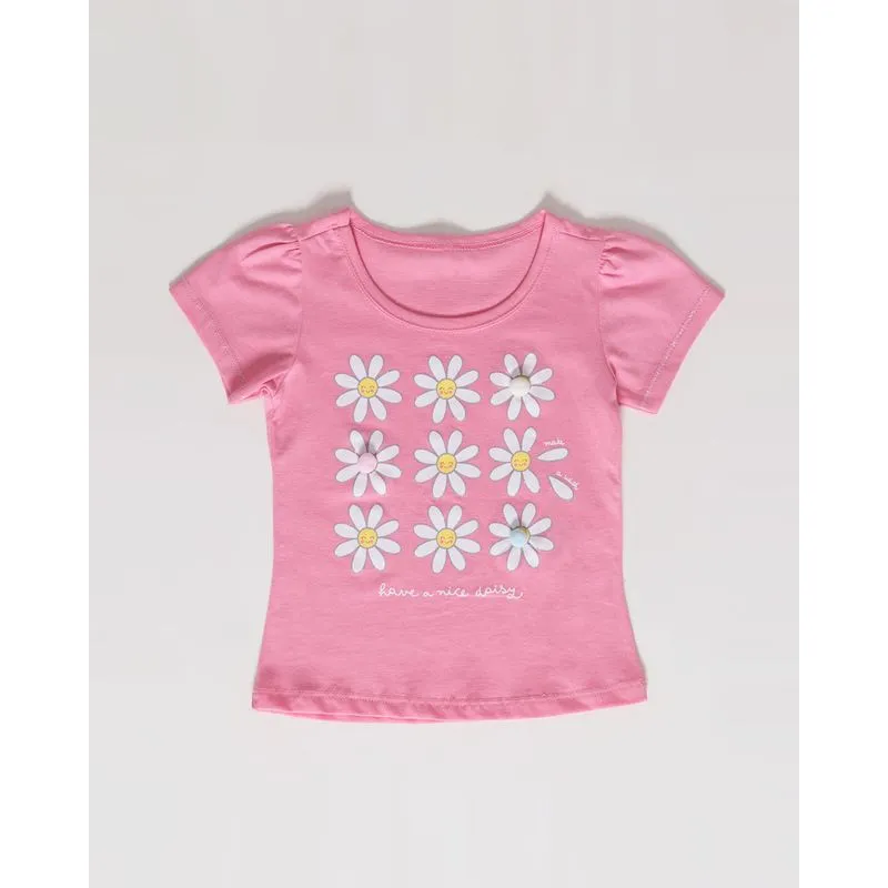Blusa Bebê Estampa Flores Pompom Rosa 3