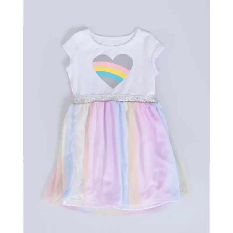 Vestido Bebê Coração Tule Glitter Branco 1
