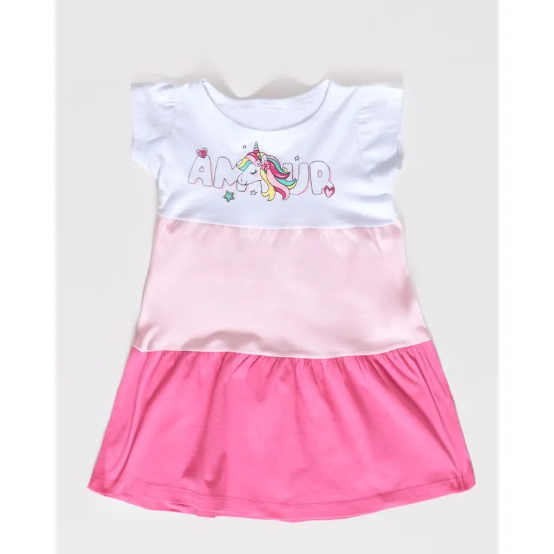 Vestido Bebê Três Marias Glitter Unicórnio Branco 2