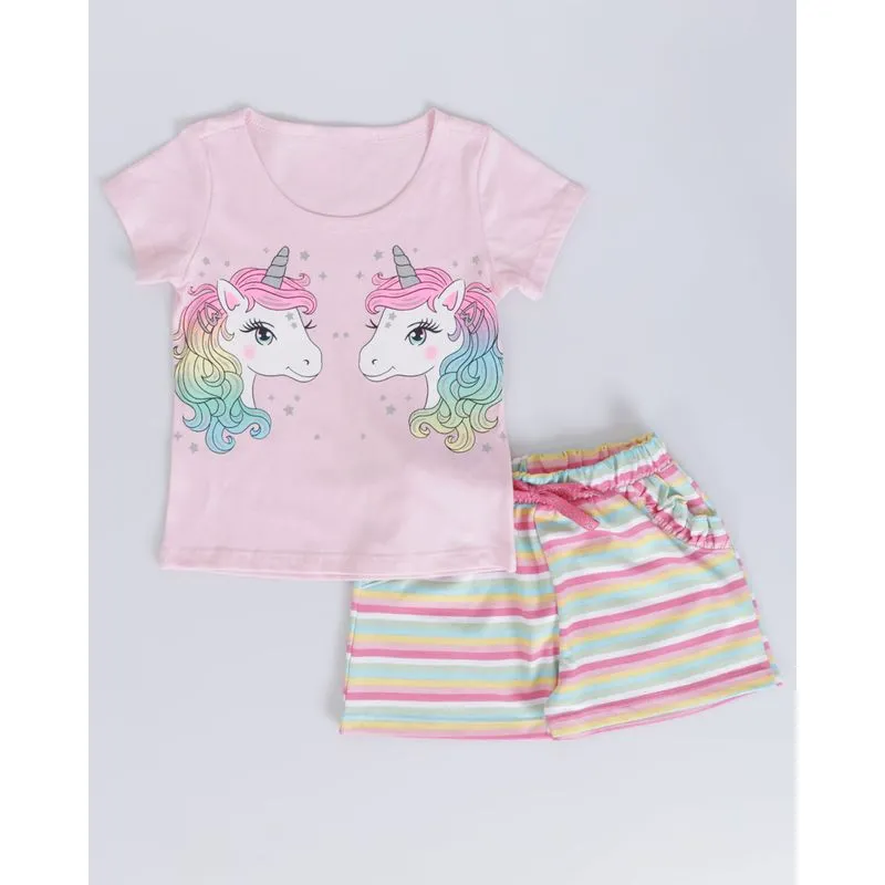 Conjunto Bebê Estampa Unicórnio Rosa 2