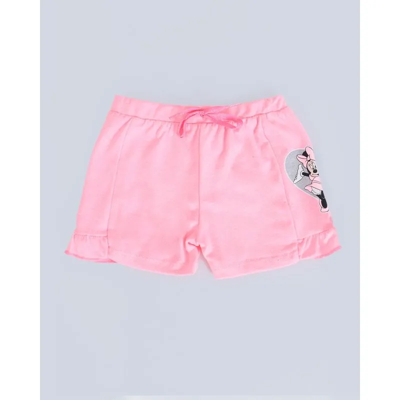 Short Bebê Babado Glitter Minnie Mouse Disney Rosa 2