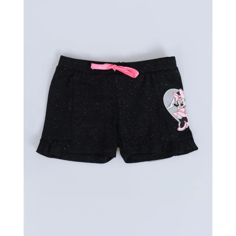 Short Bebê Babado Glitter Minnie Mouse Disney Preto 3