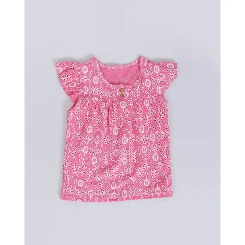 Blusa Bebê Manga Borboleta Laise Rosa 2
