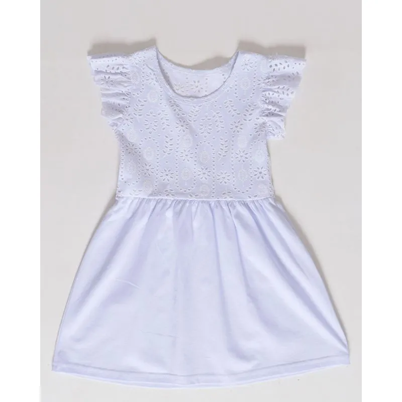 Vestido Bebê Laise Manga Babado Branco 3