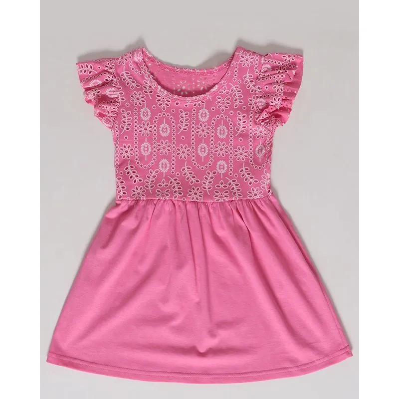 Vestido Bebê Laise Manga Babado Rosa Claro 2