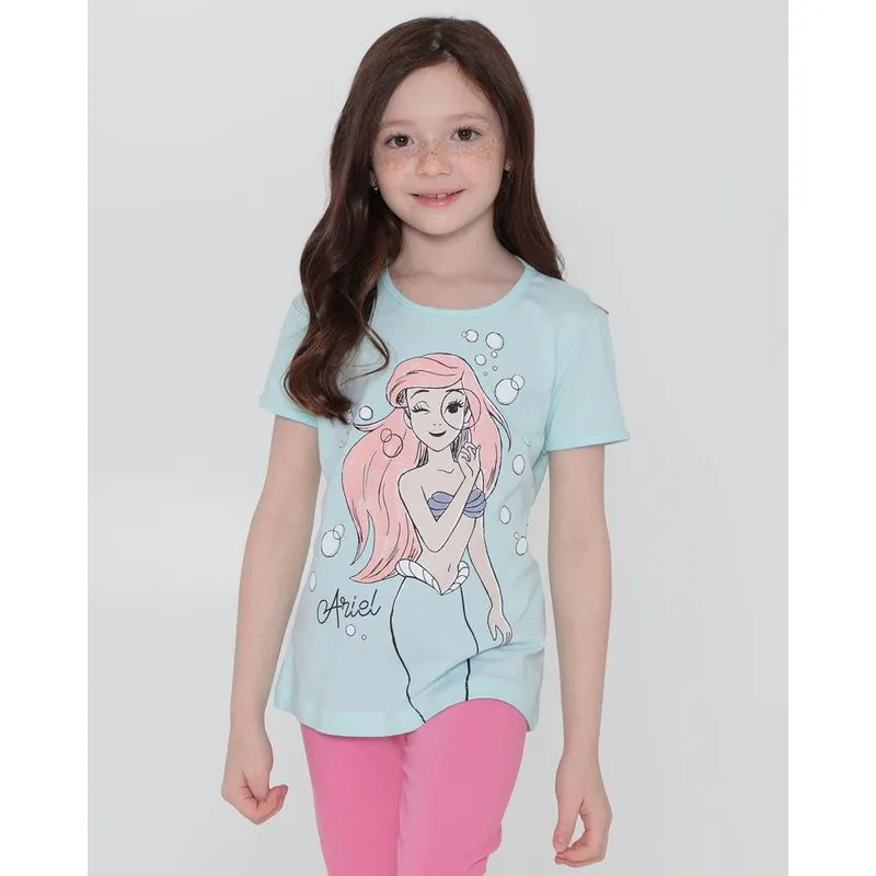 Blusa Infantil Disney Ariel Verde Claro 4