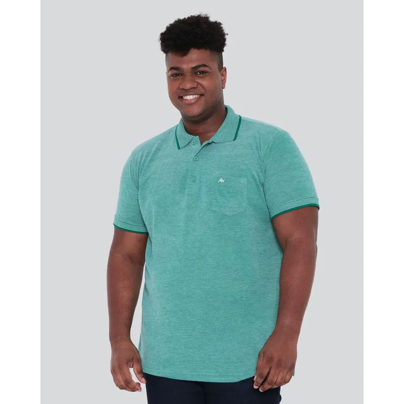Polo Masculina Plus Size Piquet Verde Claro 21322000138171UN
