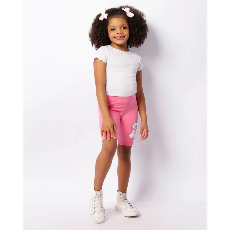 Bermuda Infantil Ciclista Disney Estampa Marie Rosa Claro 4
