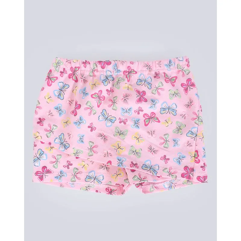 Short Saia Bebê Estampa Borboleta Rosa Claro 2