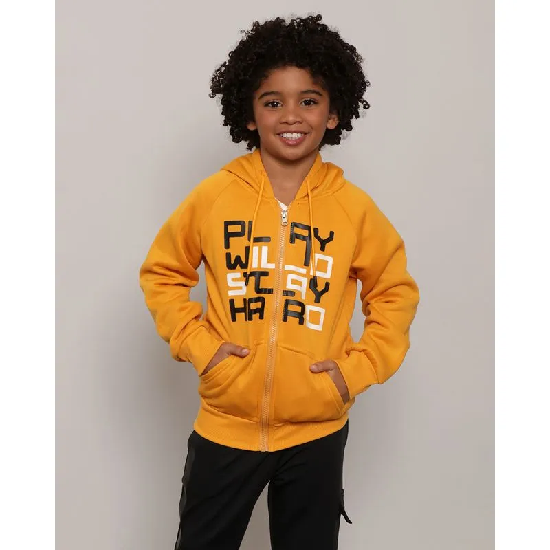 Jaqueta Moletom Infantil Com Capuz Play Mostarda 6