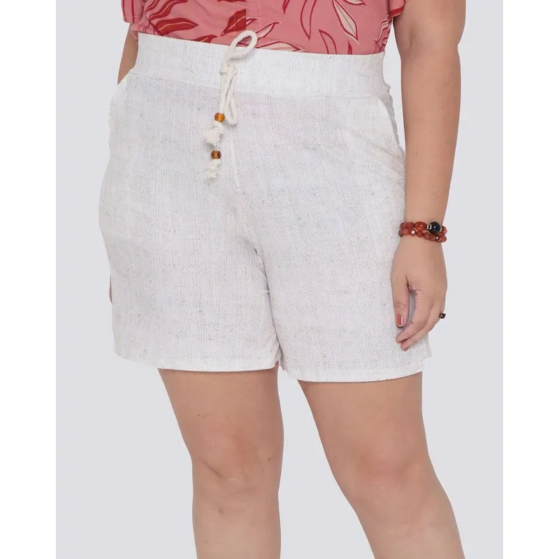 Short Plus Size Cordão Canelado Off White G1