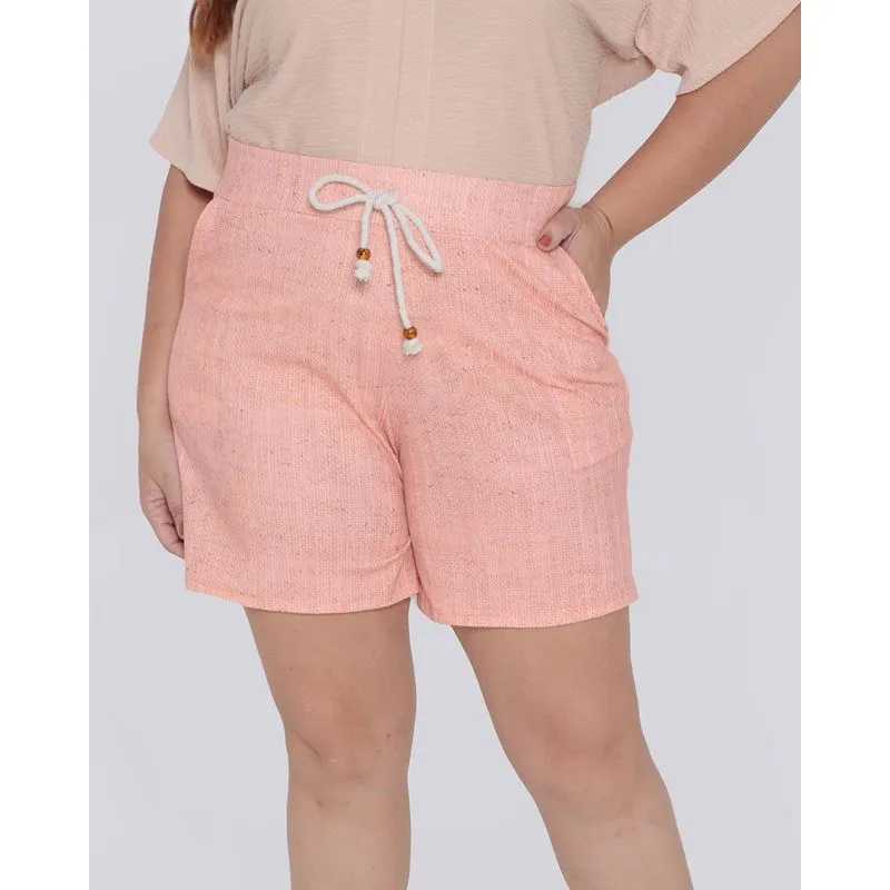 Short Plus Size Cordão Canelada Laranja 19751000038076UN